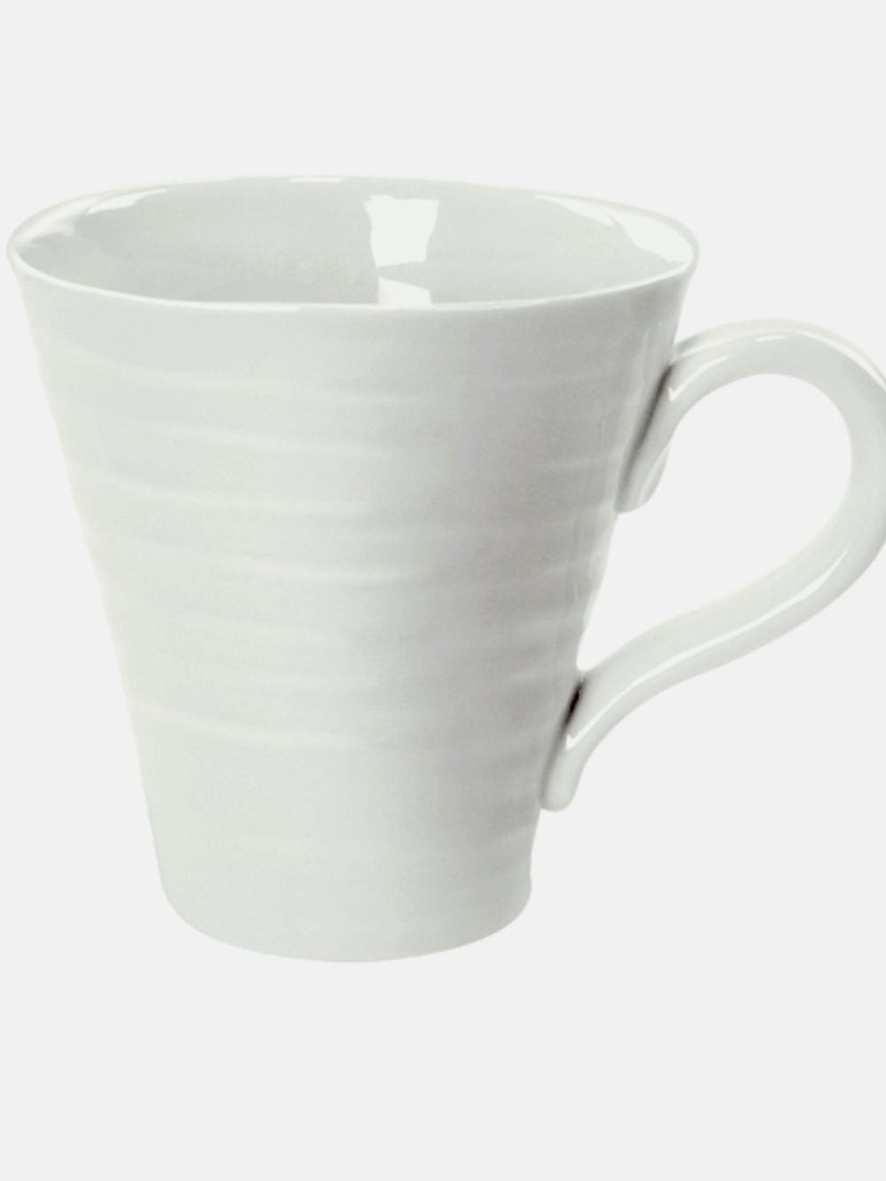 SET OF 8                                  White Ceramic Mug with Curved Handle